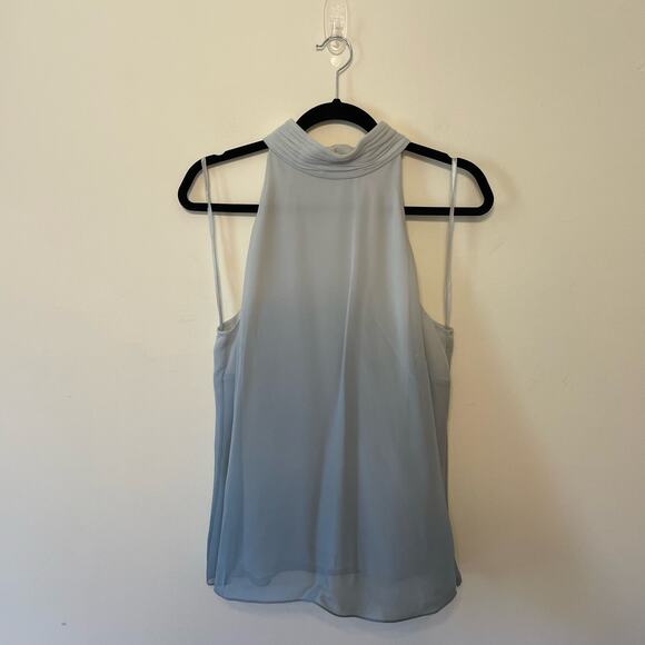 Talbots 16 SILK tank top blue ombré turtleneck corpcore ruche summer classic - Picture 1 of 7